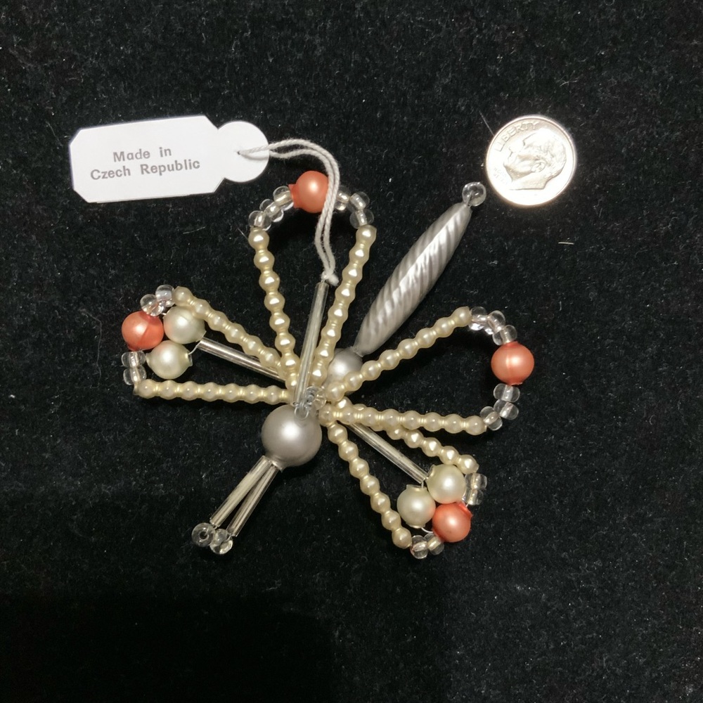 Vintage Beaded Ornament Czech Republic Butterfly Birthday, Gift, I Love You Gift